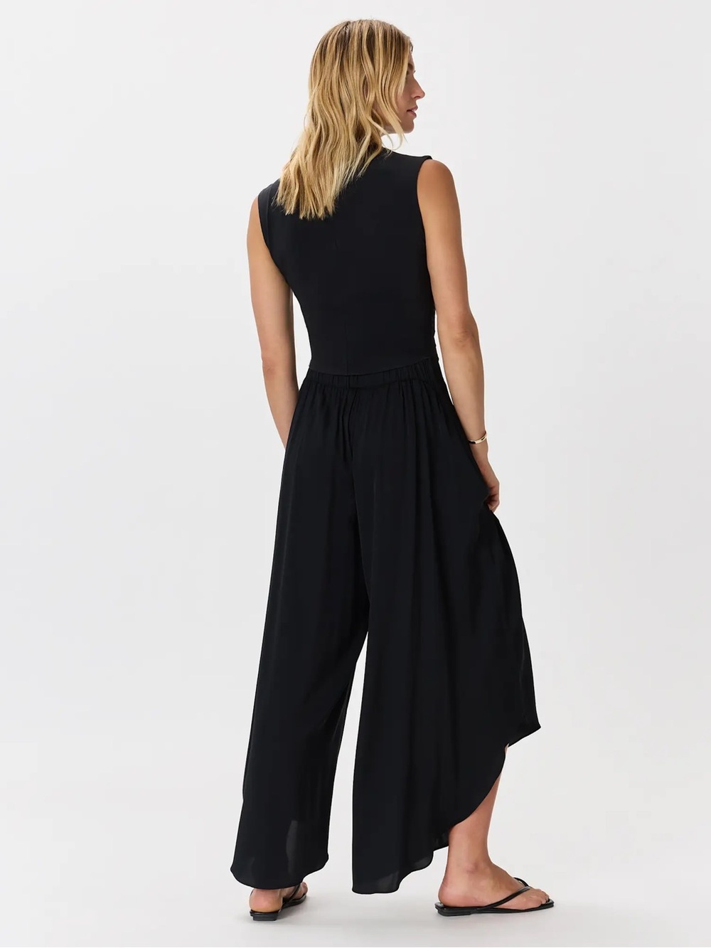 Quince Silk Blend Black Wide-Leg Flowing Palazzo Pants - Picture 8 of 8
